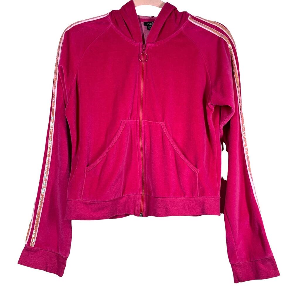RUE 21 Hot Pink Sequins Long Sleeve Track Jacket Large